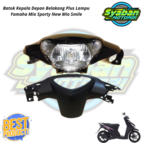 Batok Kepala Depan Belakang + Lampu Depan Motor Yamaha Mio Sporty Smile Tahun 2007-2012 Warna Hitam