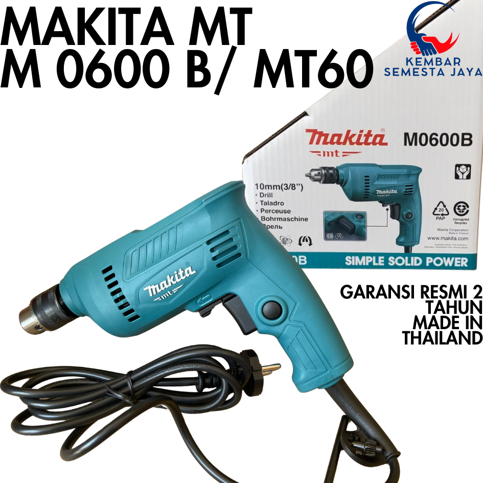MAKTEC MT60 MAKITA M0600B Mesin Bor Tangan 10mm Bolak Balik 400 Watt Thailand ASLI MT 60 M 0600 B Da