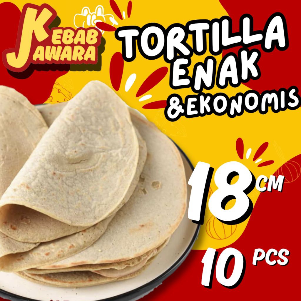

Tortilla PREMIUM 18cm isi 10 lembar kulit kebab Lebanese bungkus kebab daging kebab halal