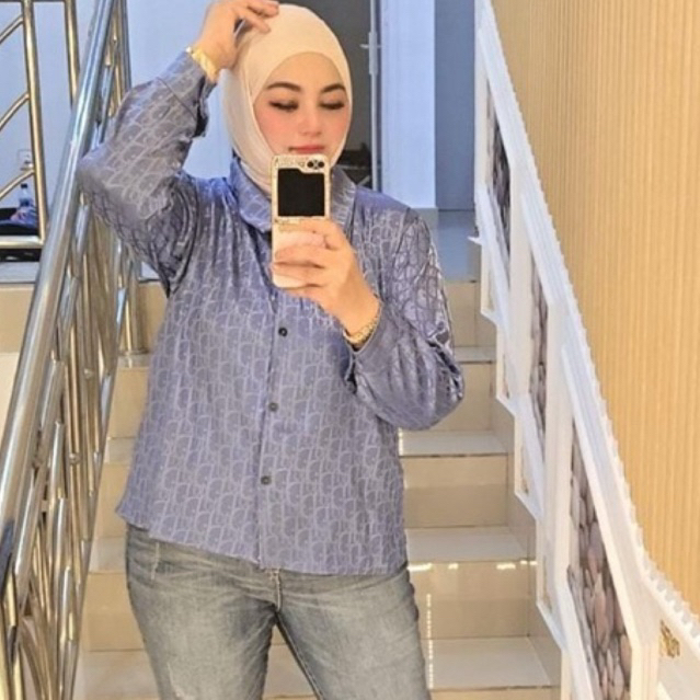 kemeja wanita basic panjang silk/blouse silk dordor ld 120