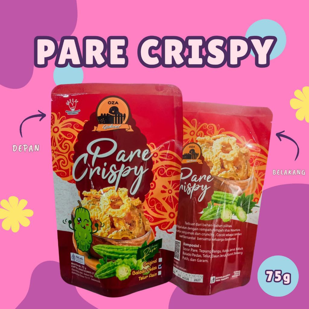 

Camilan Khas Kalimantan Timur Pare Crispy rasa Balado Pedas netto 75g
