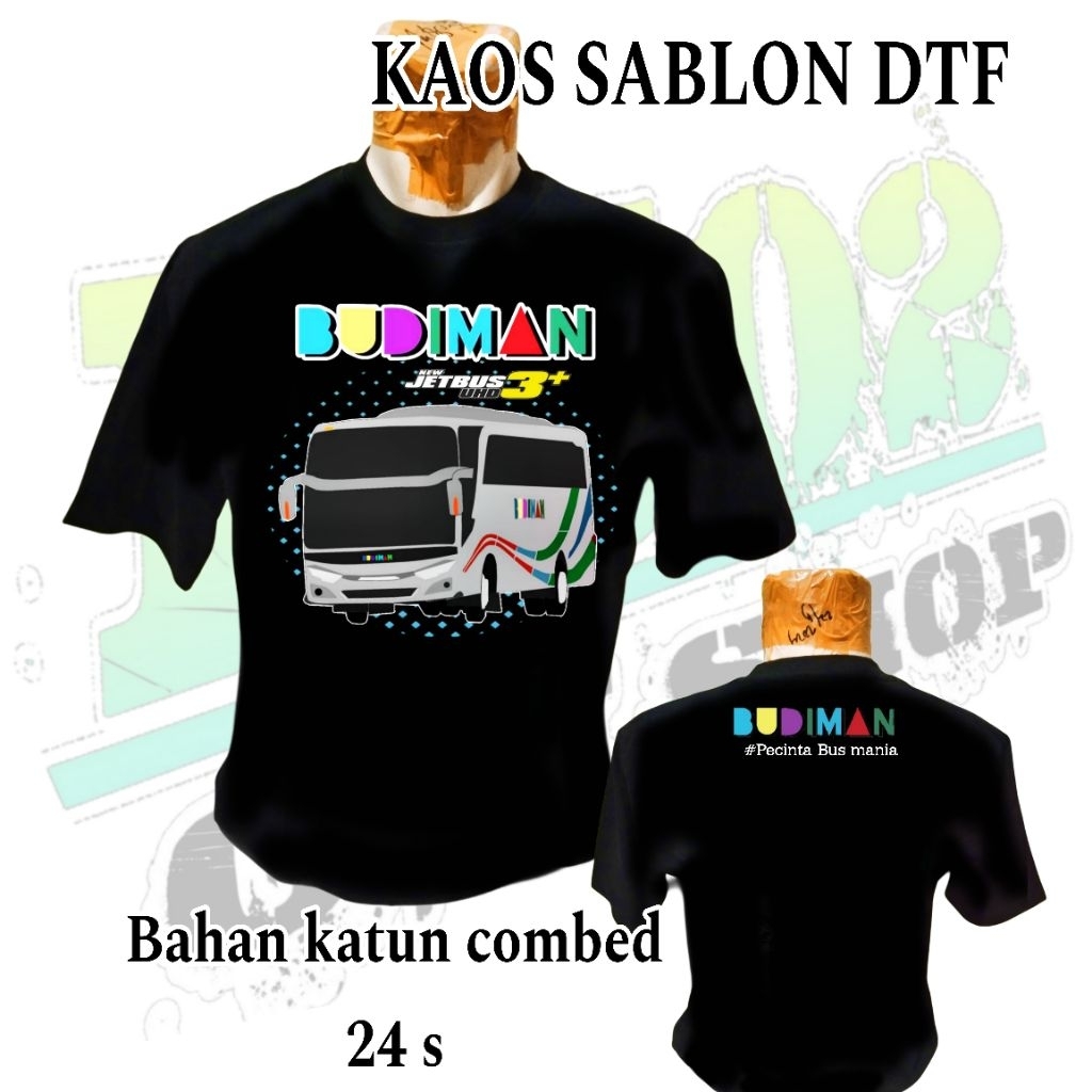 Baju kaos Bus mania Budiman sablon DTF