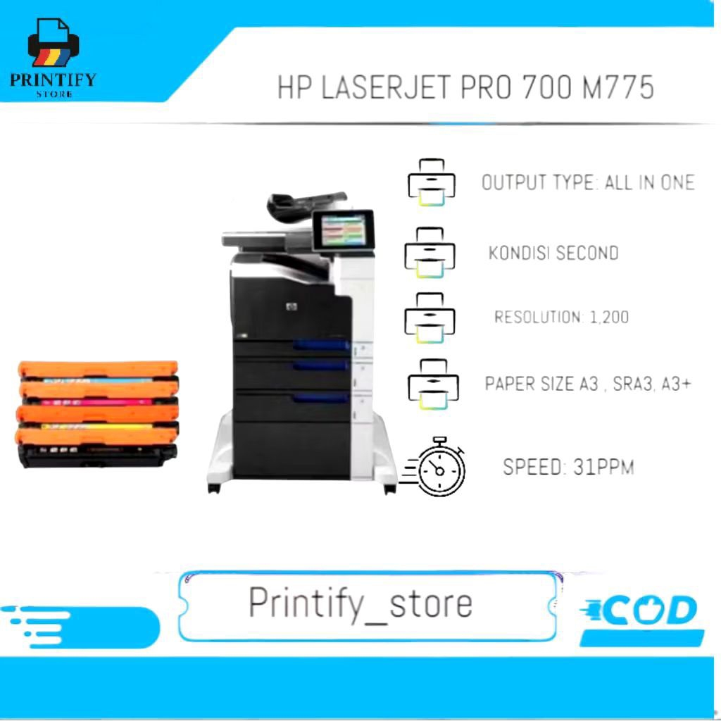 printer hp LaserJet pro 700  mfp 775 color mesin fotocopy A3 murah