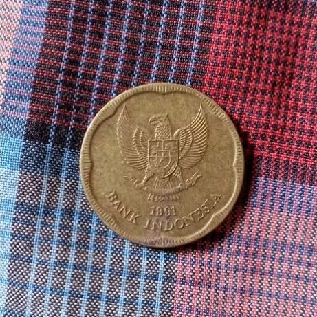 uang koin kuno tahun 1991 bunga melati