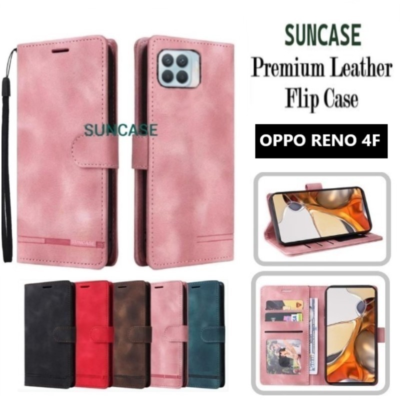 Casing hp OPPO RENO 4F model flip dompet softcase premium ada tali