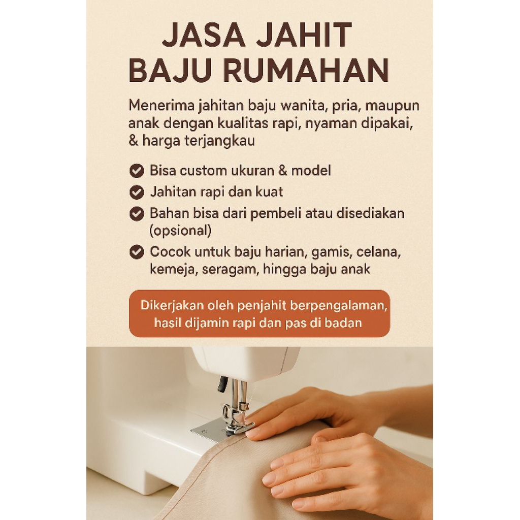 Jasa Jahit Baju Rumahan | Jahit Baju Wanita, Pria & Anak | Bisa Custom Ukuran & Model |  Nurmala Mod