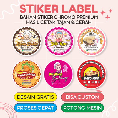 

Cetak Stiker Logo Label Makanan Minuman Bahan Sticker Chromo, Stiker Custom, Custom Sticker
