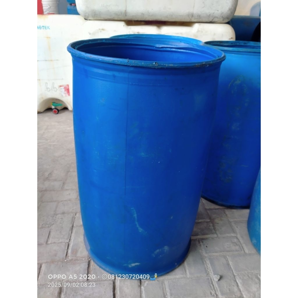 drum 200l plastik terbuka.bahan tebal hdpe.untuk tandon air.silase pakan  kambing dan sapi