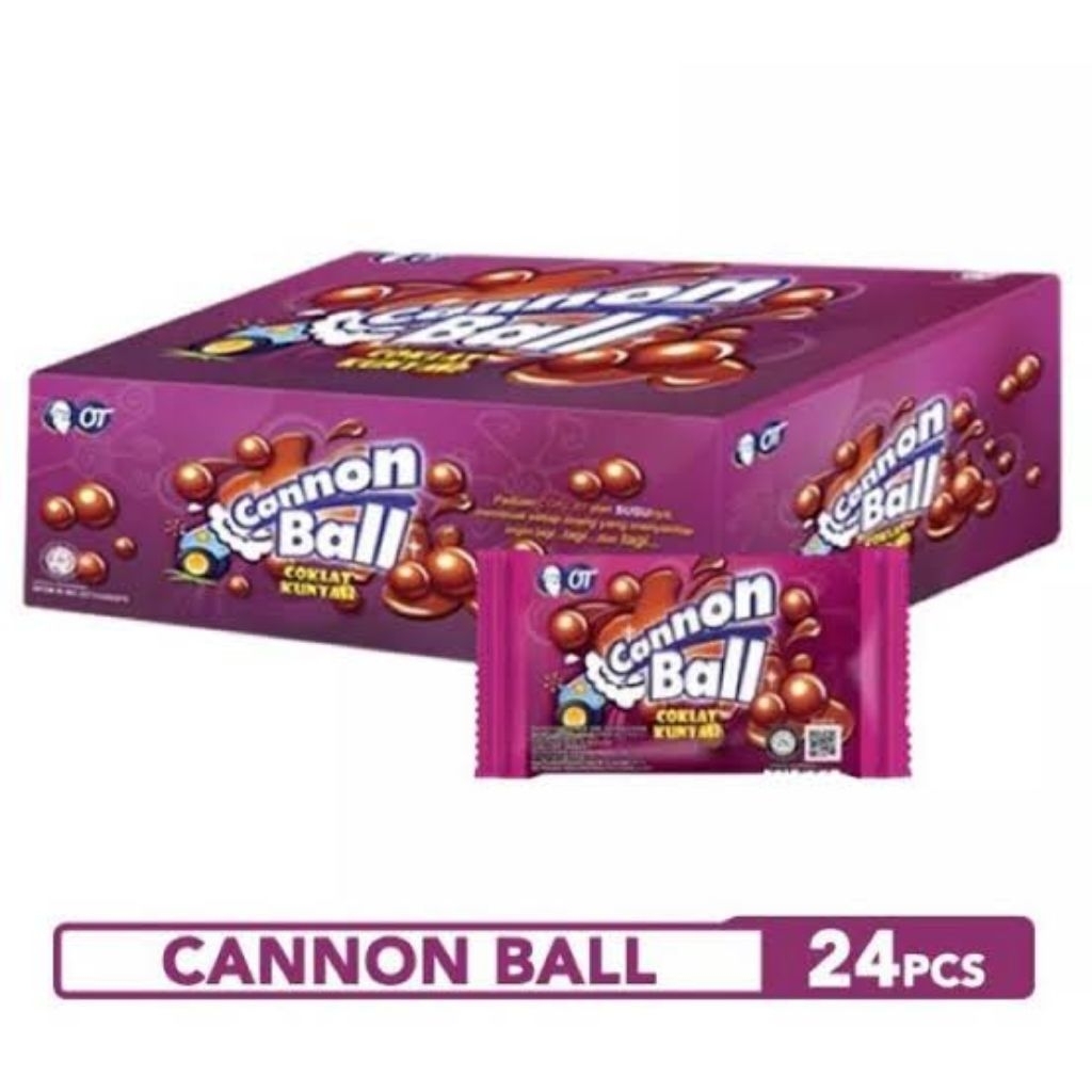 

Canon ball chocolate 5 gram [ 1 box isi 24 pcs ]
