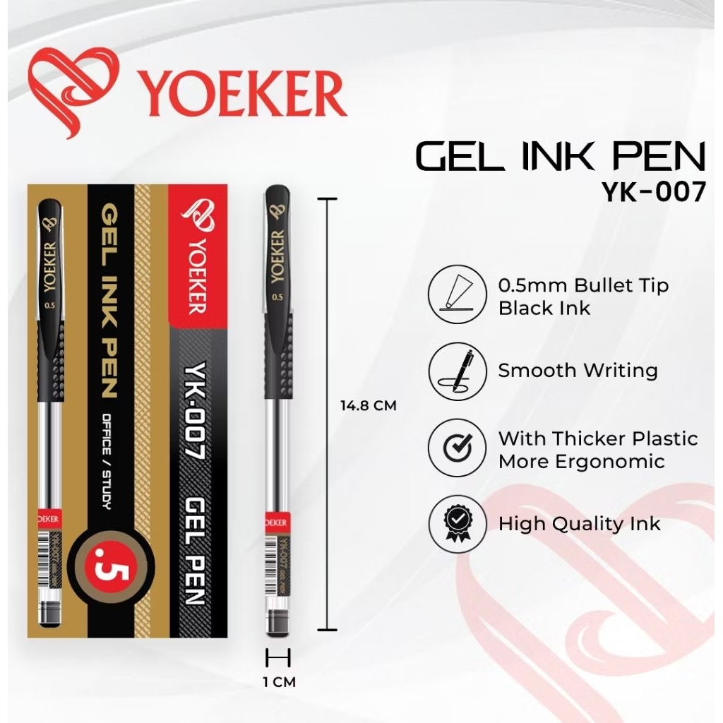 (1 Pack isi 12pcs) Pulpen Pen Gel Yoeker / Pulpen / Pena yoeker 007A