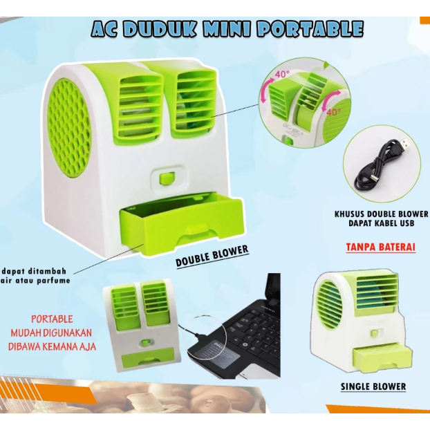 AL Ac Duduk Mini Portable Double Cooler fan