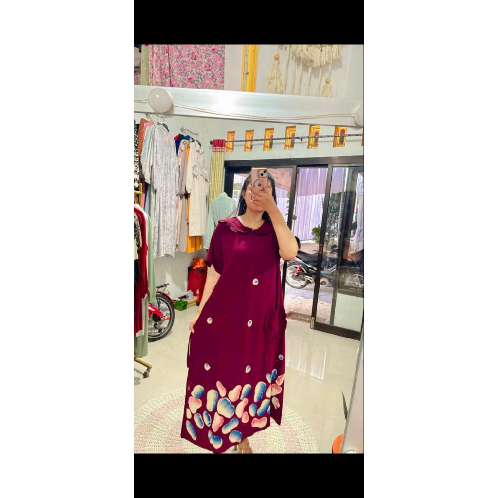 Daster rayon motif polkadot