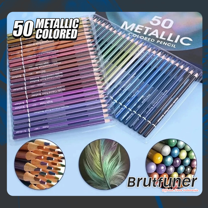 

Brutfuner Original Pensil Warna 50 Colors Metallic / 50 Warna Metallik