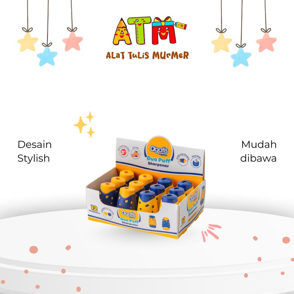 

Rautan/Peruncingpensil/Sharpener/AGATIS PRIME TUB SHARPENER – Double Hole Fancy "Duo Velvet" (Blister Card)