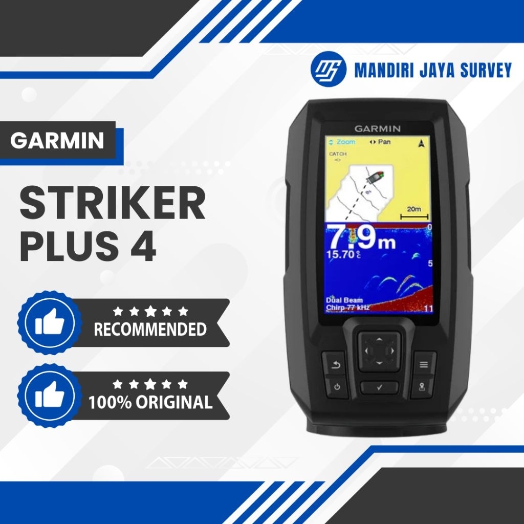 Garmin Striker Plus 4 GPS Fish Finder Dengan Transduser Original