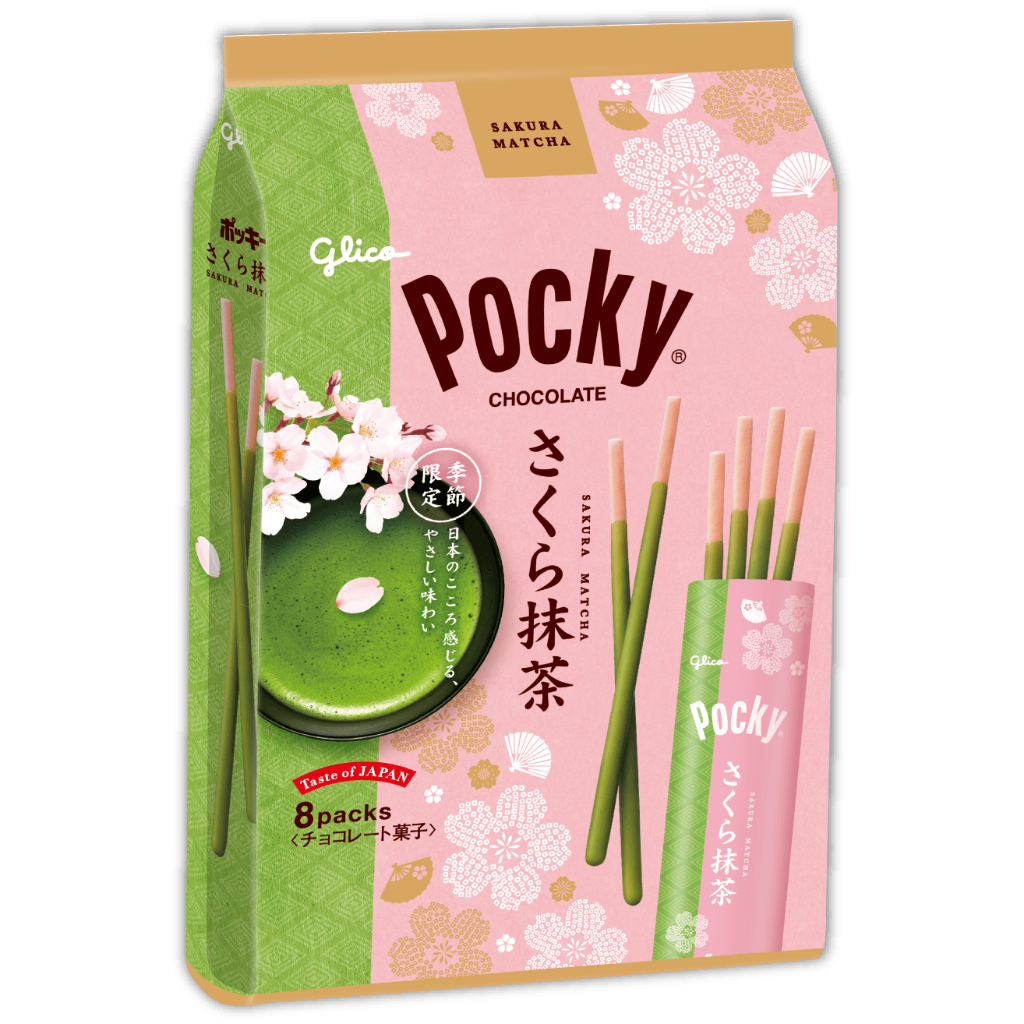 

GLICO Pocky Chocolate Sakura Green Tea Matcha asal Jepang isi 8 packs - Limited Edition