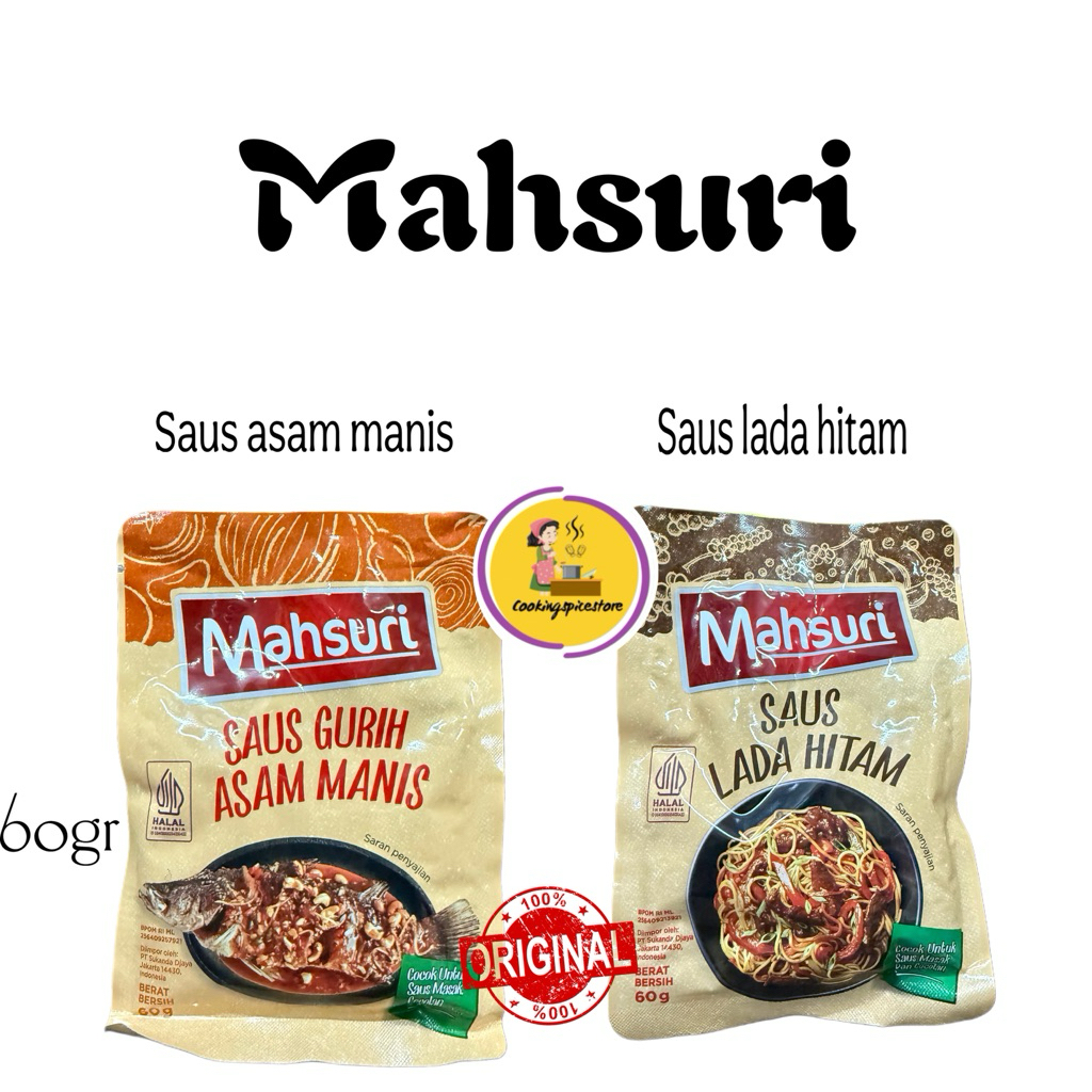 

Mahsuri Saus Asam Manis 60gr & Saus Lada Hitam 60gr – Bumbu Masak Praktis Halal Original