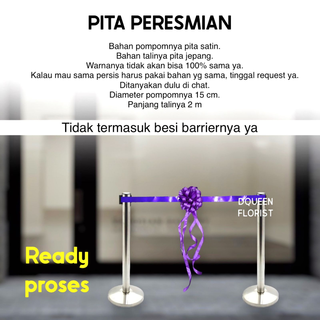 

Dqueen Florist - Pita peresmian gunting pita opening pita satin Tille merah set gunting pita grand opening set lengkap gunting peresmian siap pakai