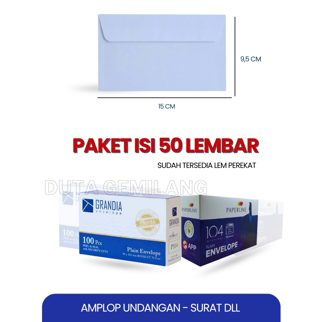 

1 Bungkus / Amplop Lebaran Idul Fitri / Amplop Putih + Lem Perekat / Amplop 104 / Cod / Duta Gemilang
