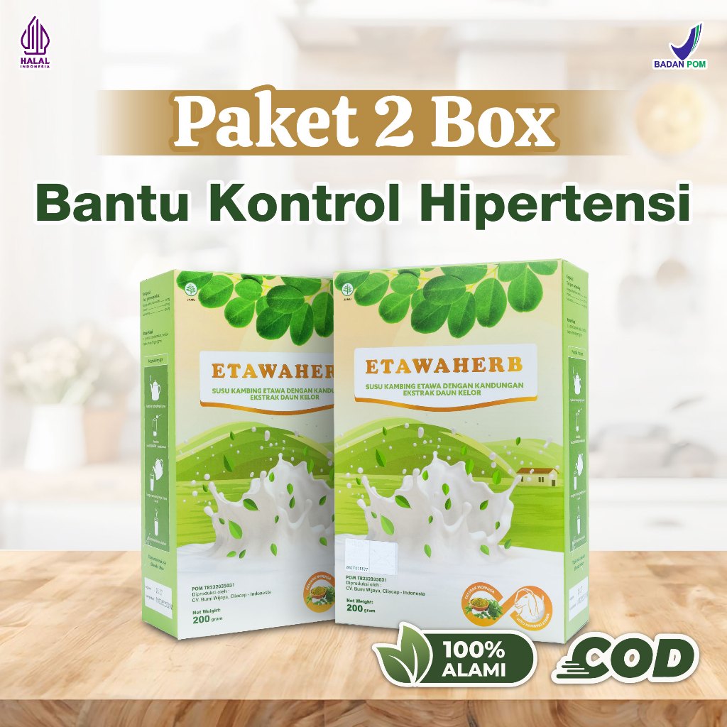 

Paket 2 Box Etawaherb Susu Kambing Daun Kelor untuk Hipertensi | Obat Darah Tinggi Herbal Alami | Susu Hipertensi Aman Tanpa Efek Samping, BPOM, Halal | Bantu Jaga Tekanan Darah Stabil & Cegah Komplikasi | Minuman Herbal COD