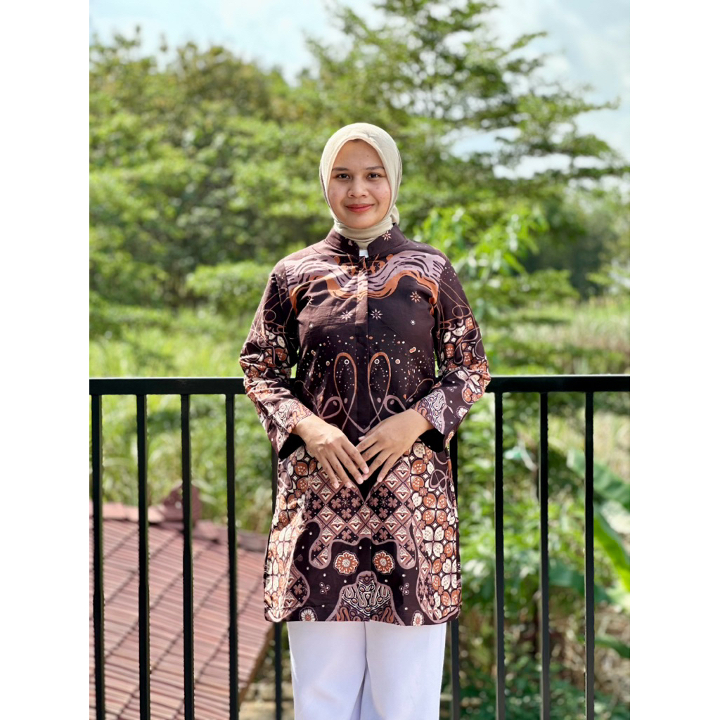 Tunik SAKURA MAHOGANY Bahan Katun Full Lapisan Tricot