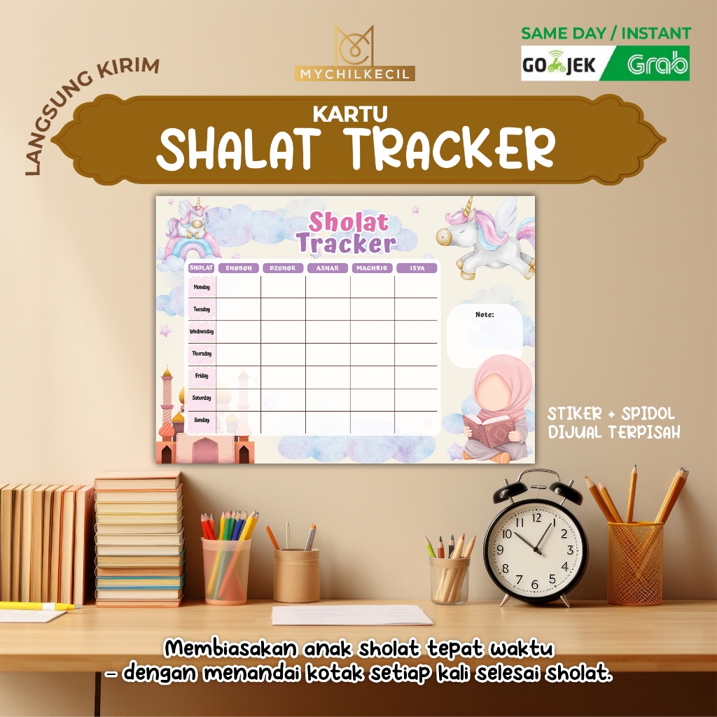 SHOLAT CHECKLIST  - WIPE CLEAN ( UKURAN A4 ) | WIPE AND CLEAN SALAT SOLAT | CEKLIS | IBADAH TRACKER