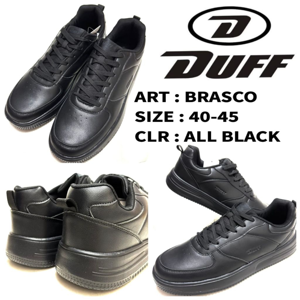 Sepatu Sneakers Duff Brasco 40-45 Warna Full Hitam