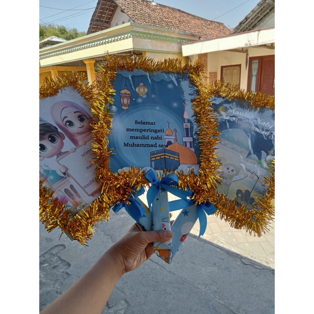 papan pawai hari santri / maulid nabi Muhammad Saw tongkat pawai maulid nabi Muhammad saw