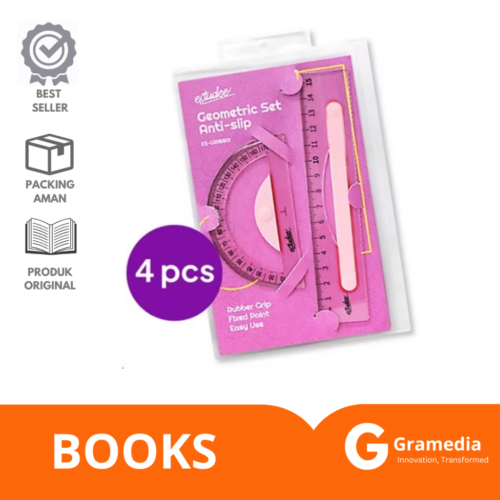 

Gramedia Lampung - Penggaris Estudee Geometric Set Anti-Slip Pink Es-Gr18801