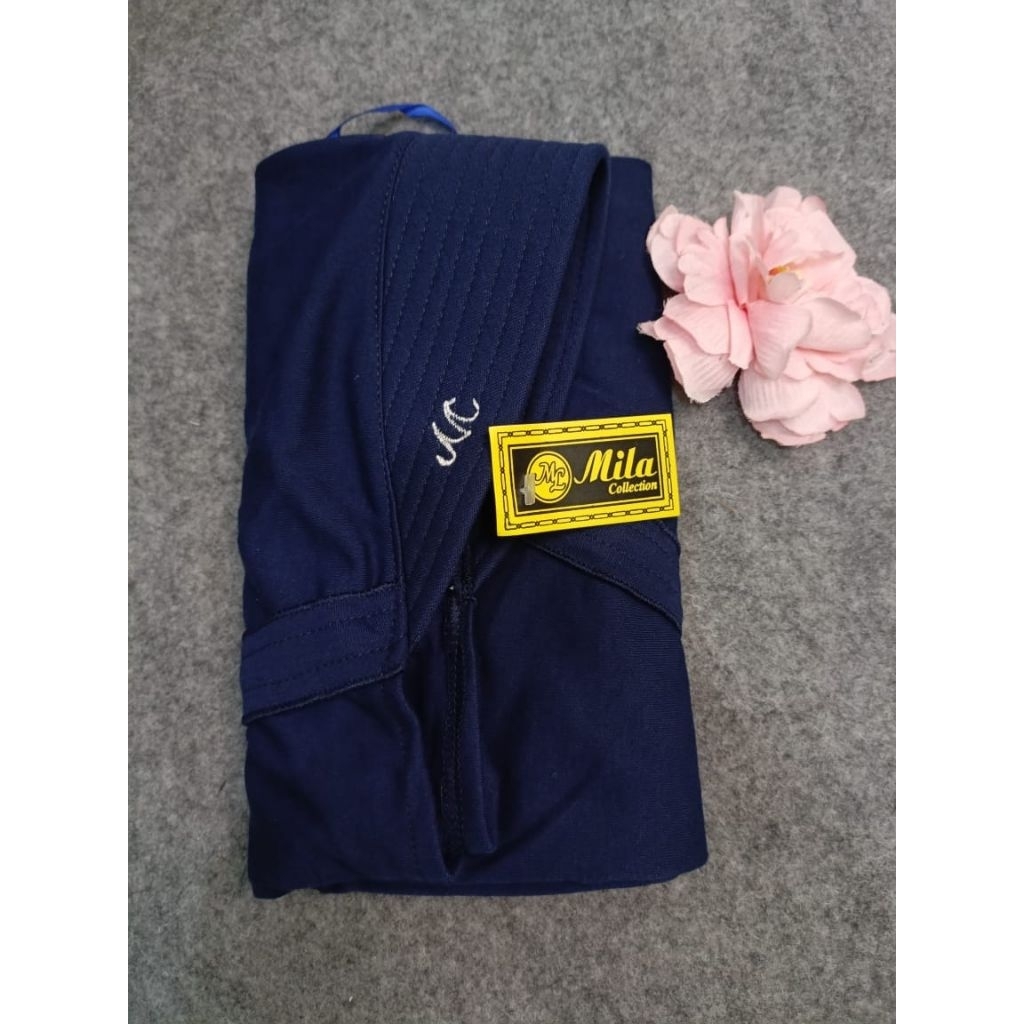 KERUDUNG SEKOLAH BERGO SERUT MODEL RABBANI (Warna Biru Dongker)