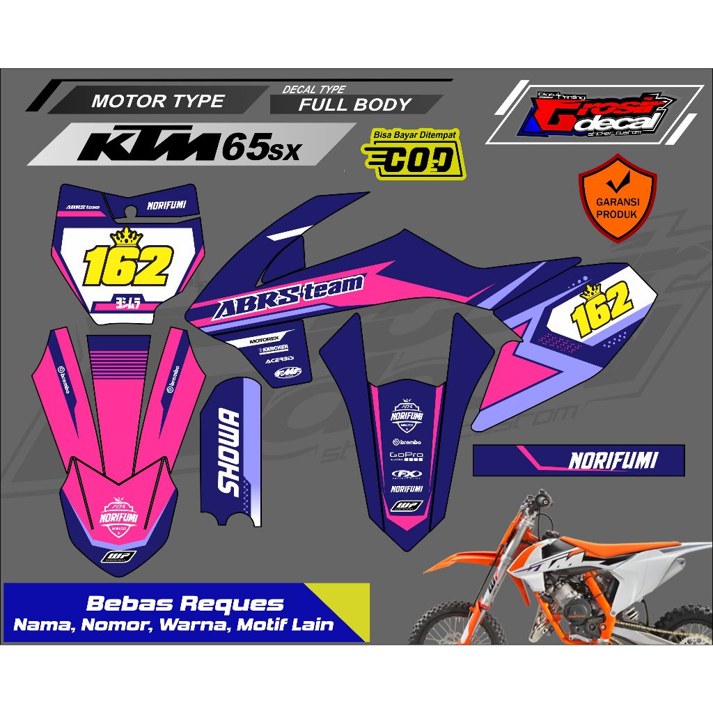 Decal Stiker mini Trail Trail Mini KTM 65 New 2016 - 2024 Full Body Bebas Reques