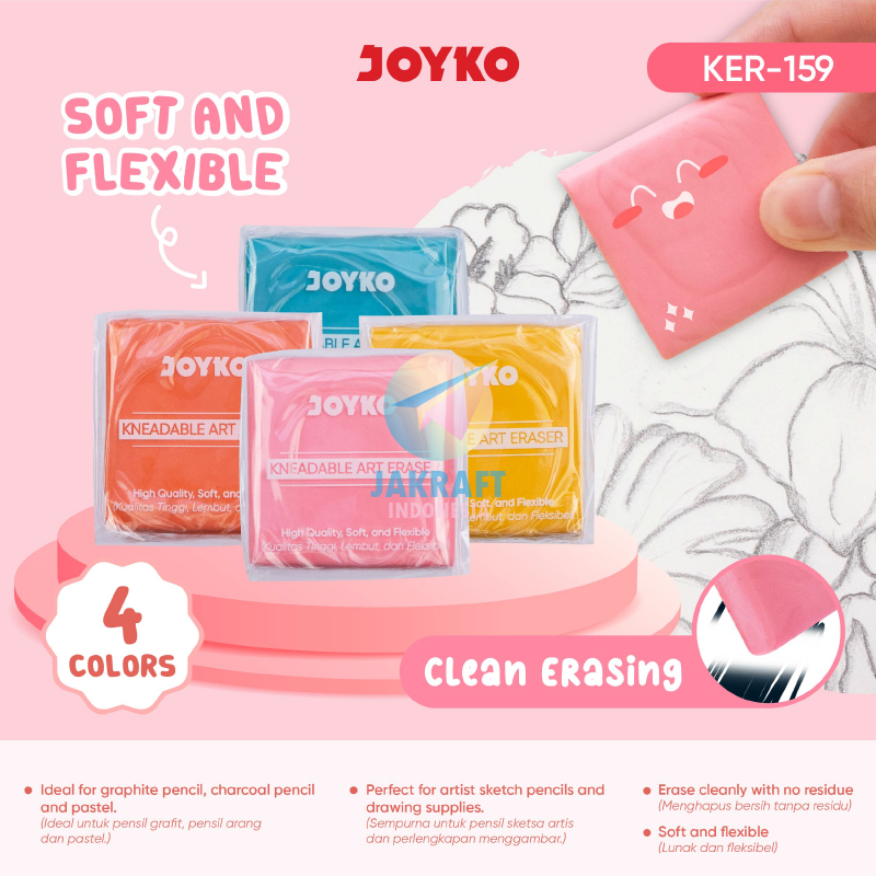 

(1 Pcs) Kneadable Art Eraser JOYKO KER-138 Hitam Black / KER-159 Warna Warni Mix Penghapus Kneaded Plastisin Elastis Fleksible Bisa Ditarik Dibentuk