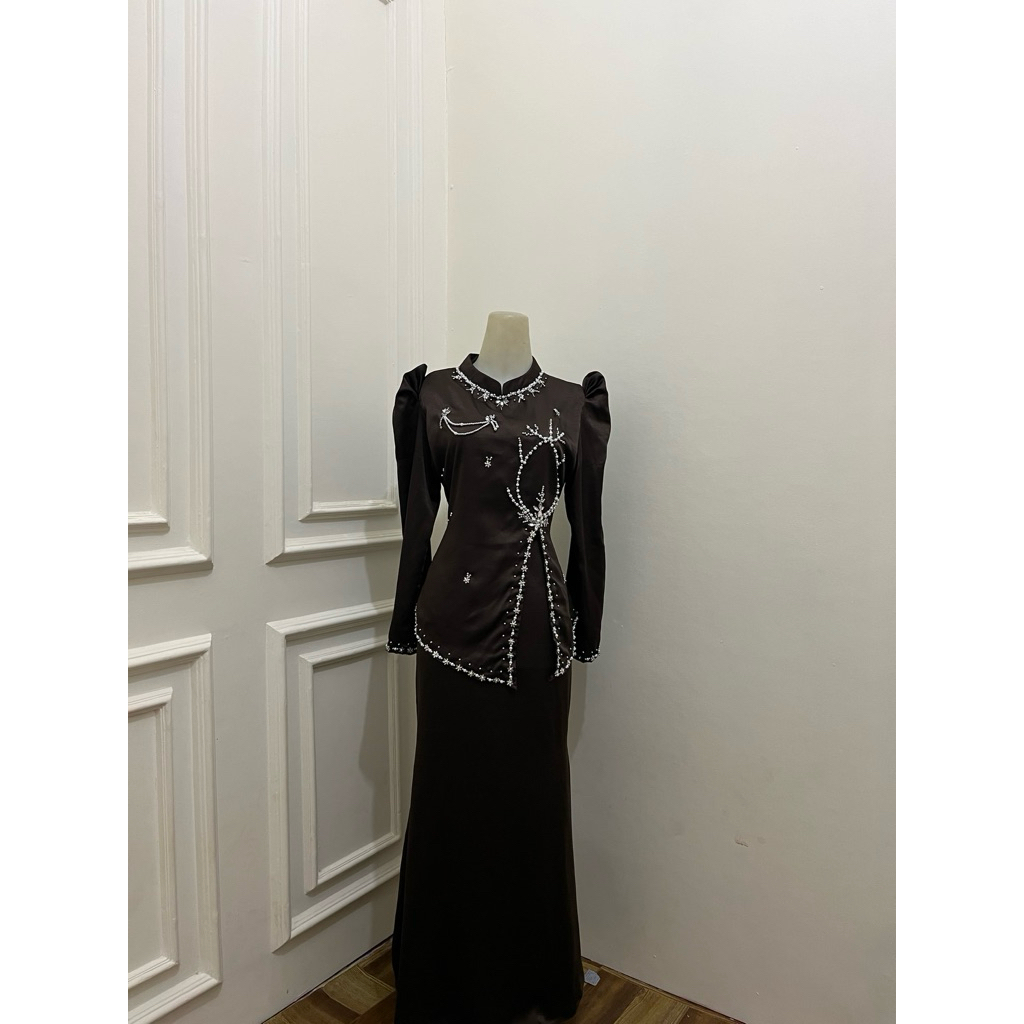 tazkiya dress, baju kondangan bahan satin valvet premium