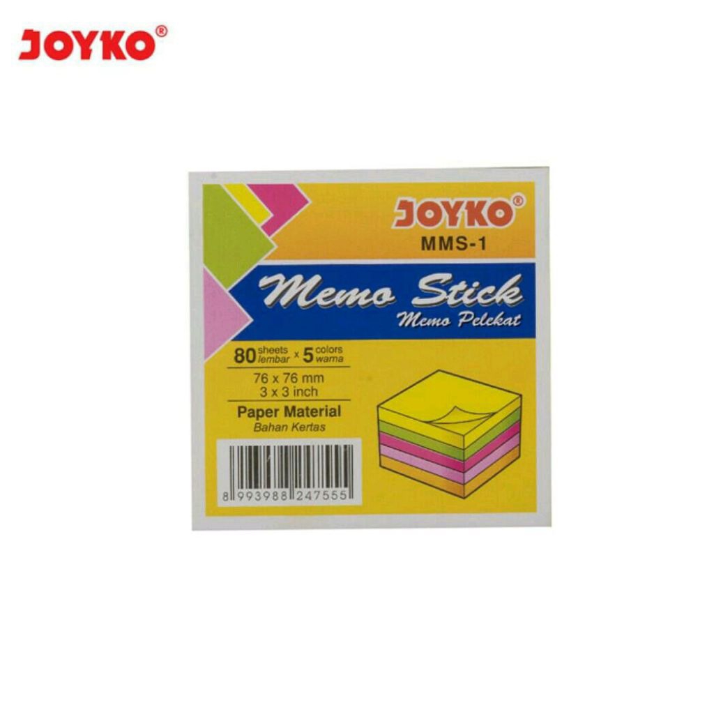 

Joyko MMS-1 | Memo Stick Color | Sticky Note Warna | Kertas Memo 76X76 | Memo Tempel 5 Warna