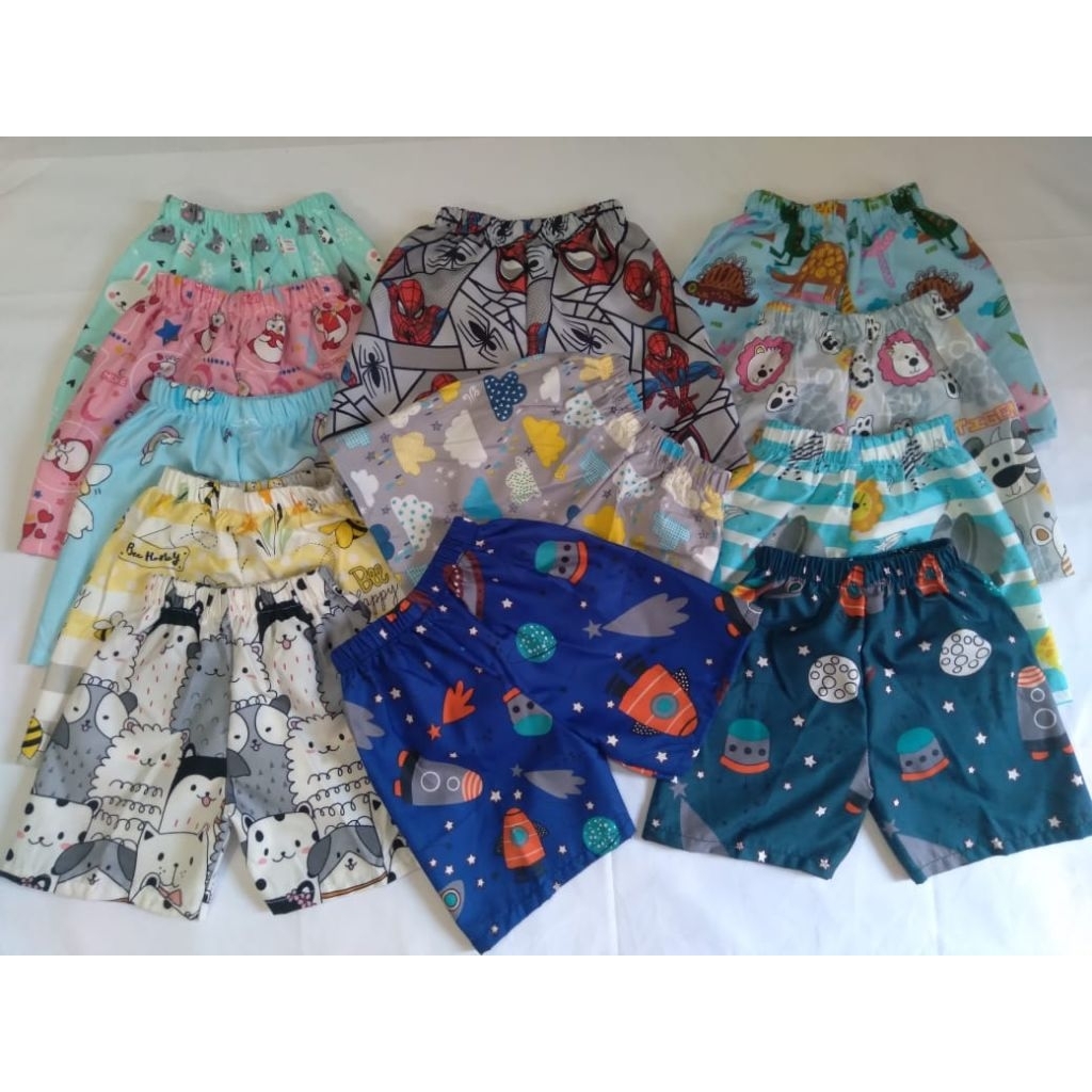 celana anak pendek usia 1-10 tahun kolor harian motif anak laki laki perempuan