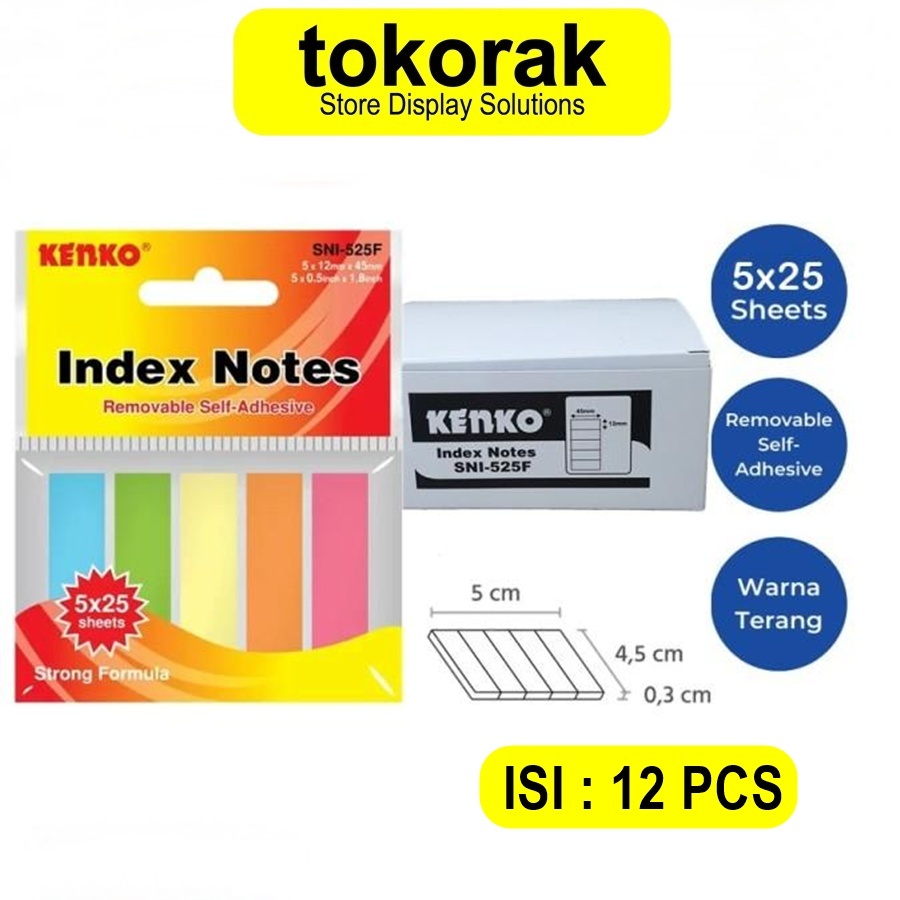 

KENKO STICKY NOTE INDEX SNI 525F KENKO STICK NOTES PAD MEMO LABEL 1 BOX ISI 30 PAC