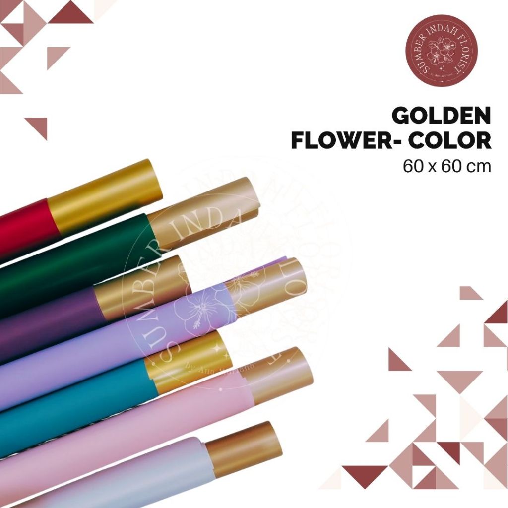 

Warpping BI Color Gold Flower | Wrapping Paper Waterproof two side gold kertas buket bunga premium