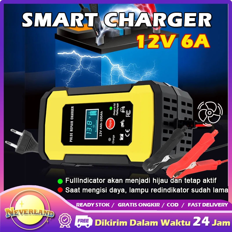 Charger Aki Motor Charger Aki Mobil Intelligent Battery Charger Aki Mobil 12V 6A  Charger Aki 12V 6A