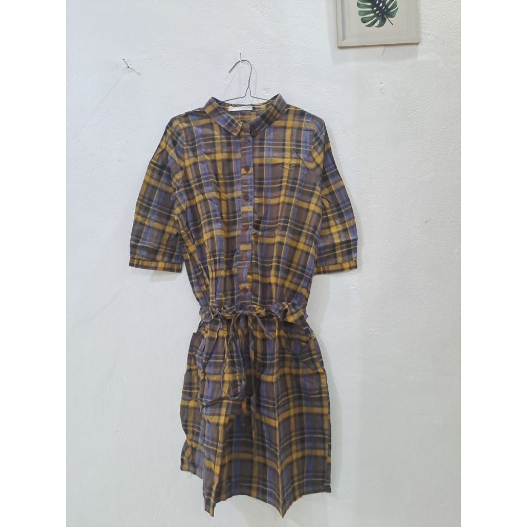 Preloved Dress kotak-kotak wanita/ preloved dress kemeja/ preloved dress katun/ preloved dress forma