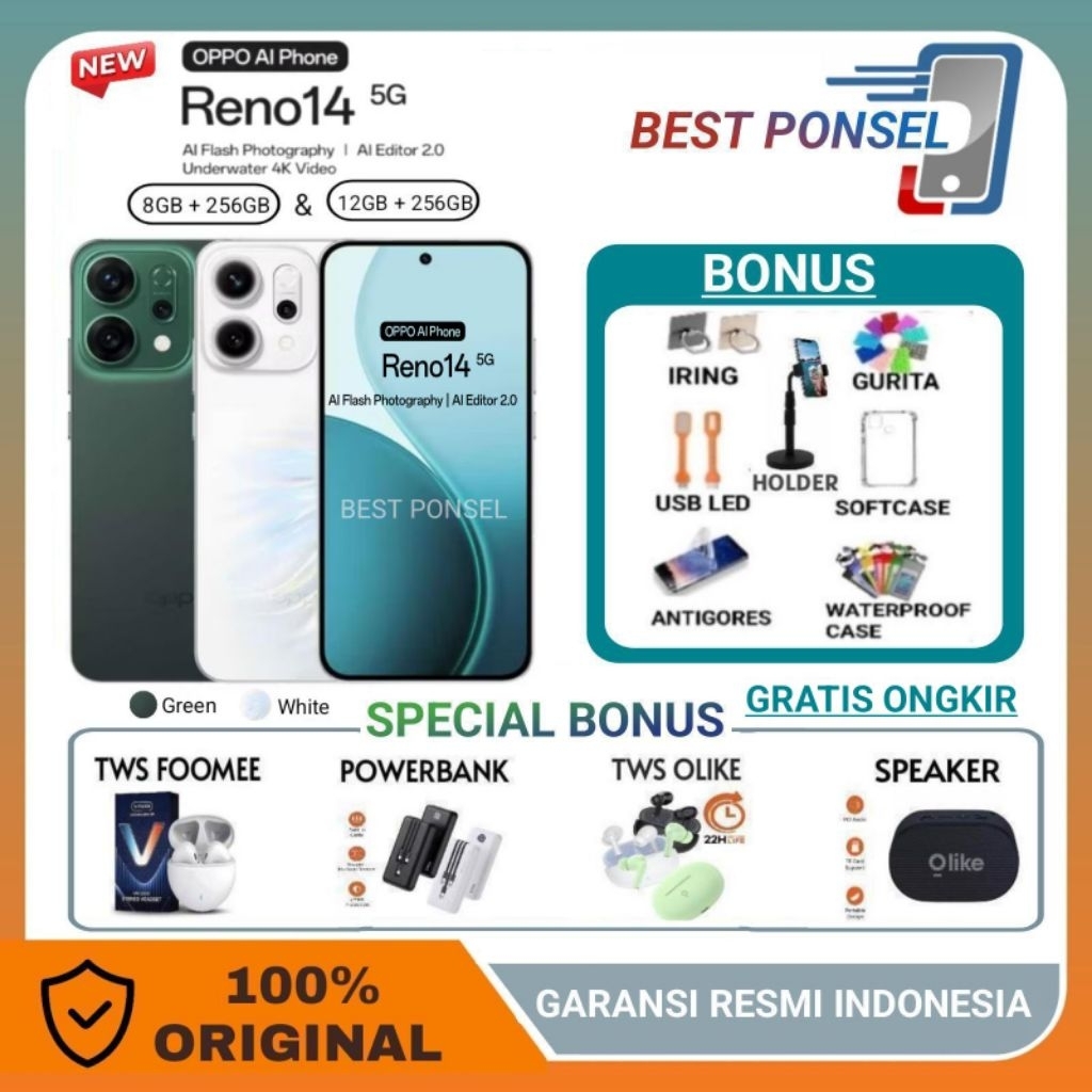 OPPO RENO 14 5G NFC 8GB+256GB | 12GB+256GB GARANSI RESMI OPPO INDONESIA
