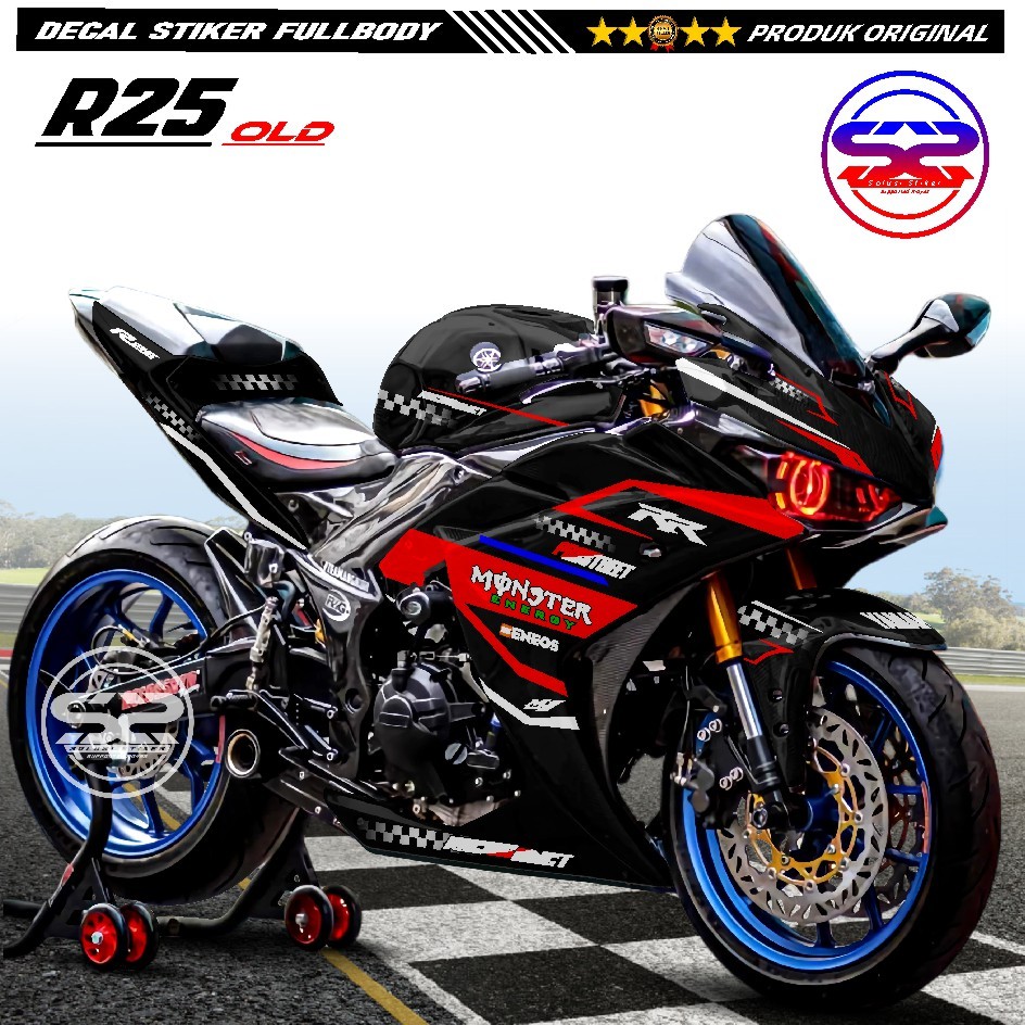 Decal Yamaha R25 Old Fullbody Stiker Variasi R25 Old Fullbody Motif RR Monster