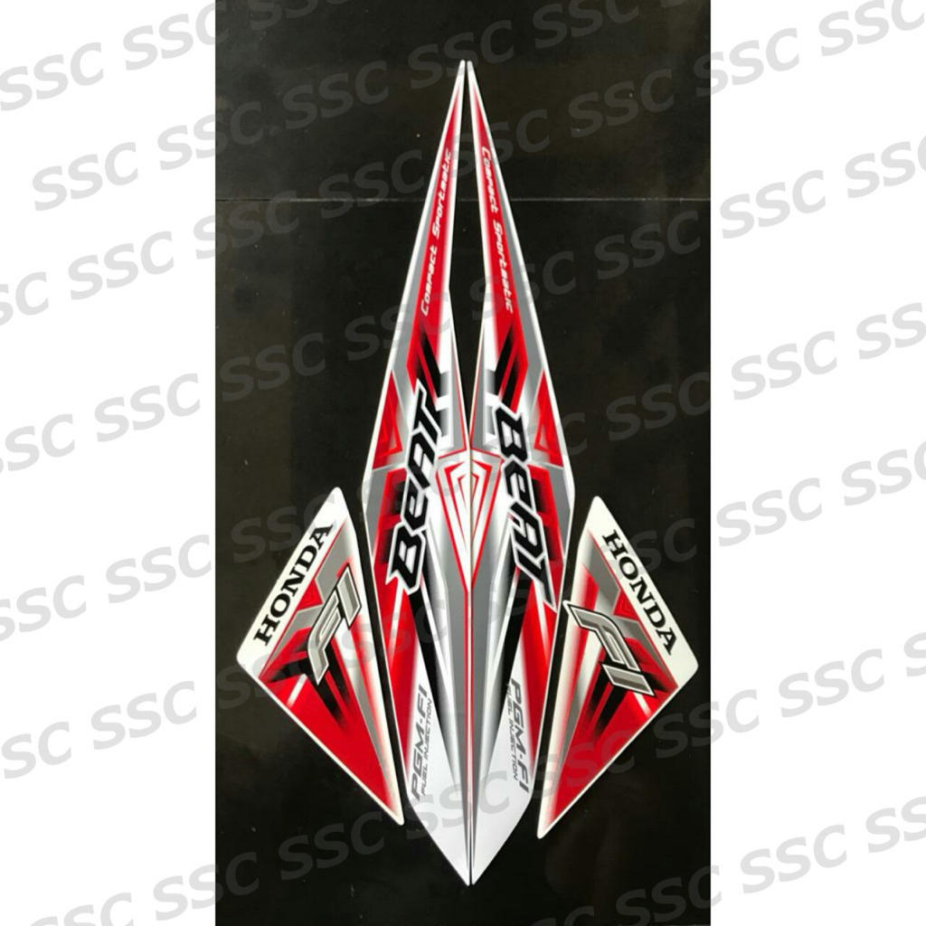 STRIPING STIKER BEAT FI 2015 PUTIH MERAH