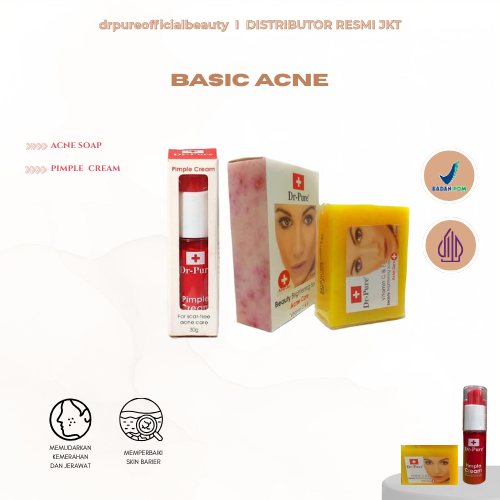 DISTRIBUTOR RESMI - PAKET ACNE DR PURE | Paket Acne 2 PCS Pimple Cream dan Acne Soap Untuk kulit ber