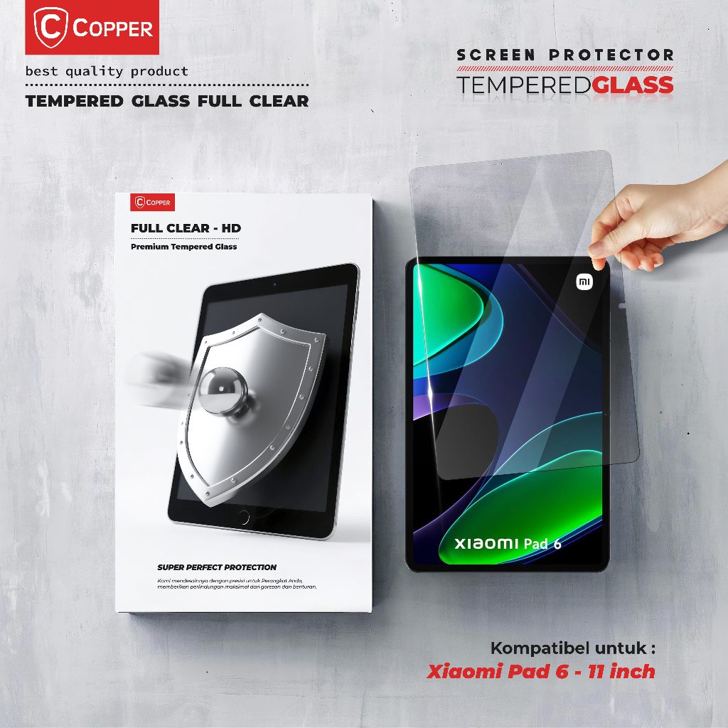 Xiaomi Pad 6 (MiPad 6) - COPPER TEMPERED GLASS FULL CLEAR