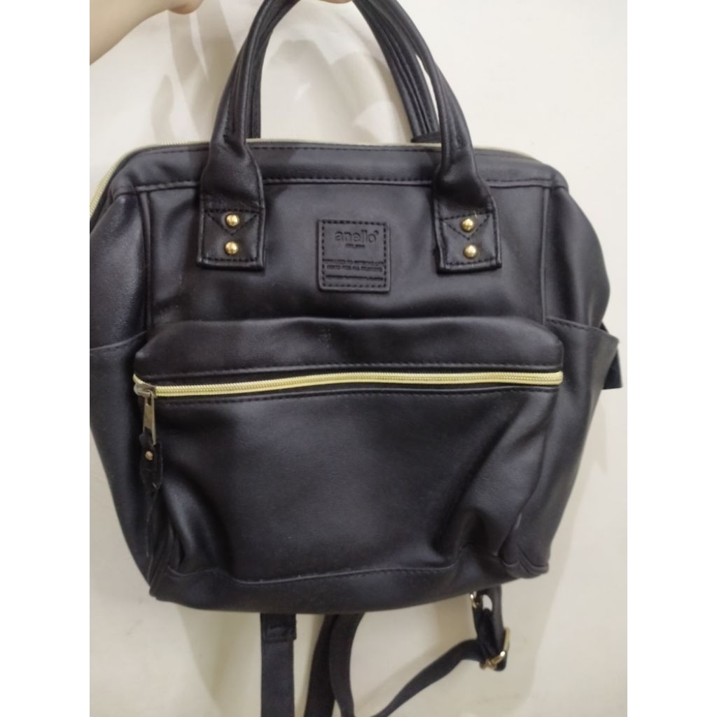Tas Ransel Preloved Kulit Anello - Black (Bukan Ori)
