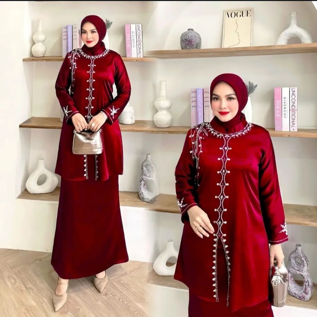 (COD)SETELAN KURUNG MELAYU / SET TUNIK PAYET MODERN / BAJU KURUNG MELAYU / STELAN SILK YOKOHAMA PAYE