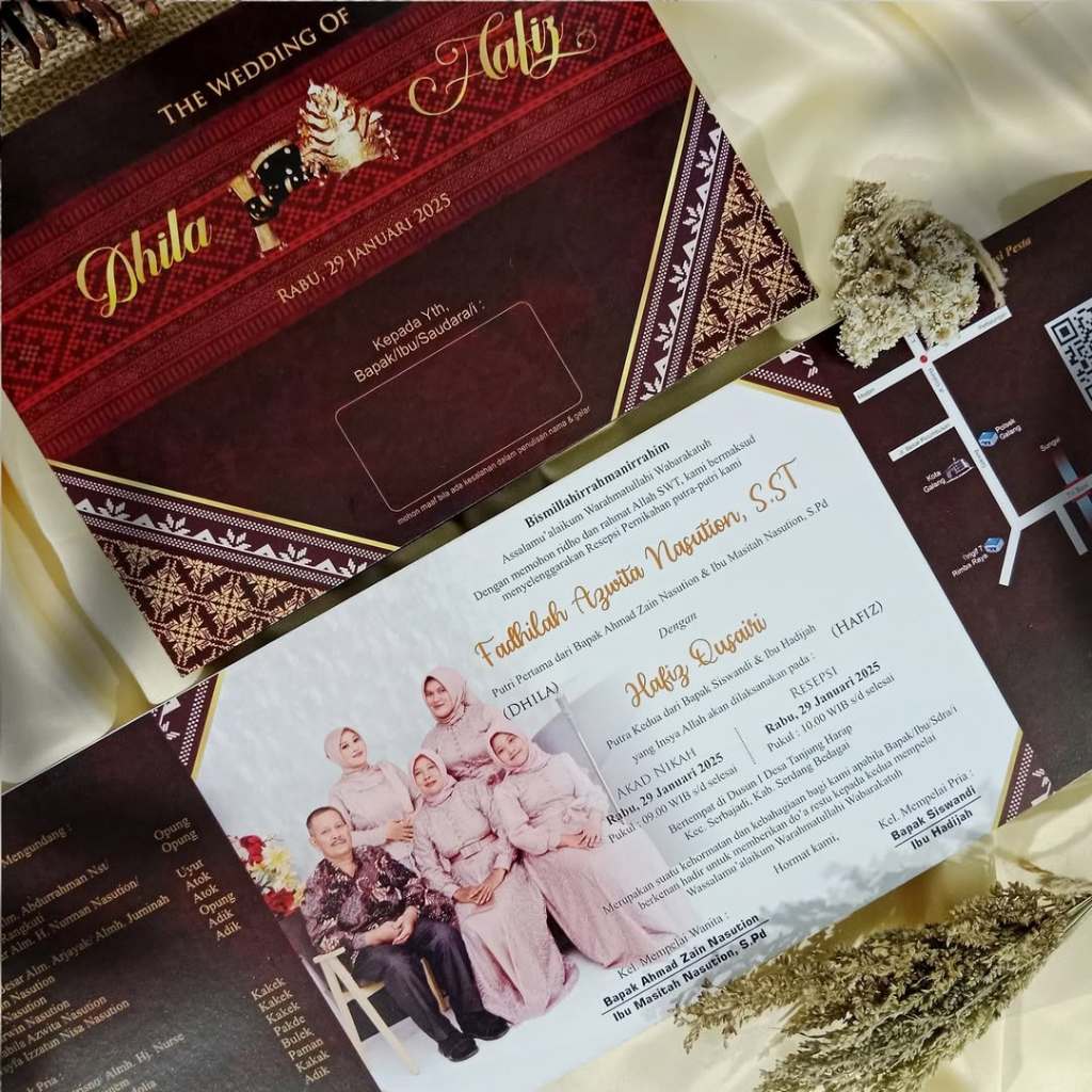 Undangan Pernikahan Softcover Lipat 3 TIK 230gr Full colour Undangan Murah