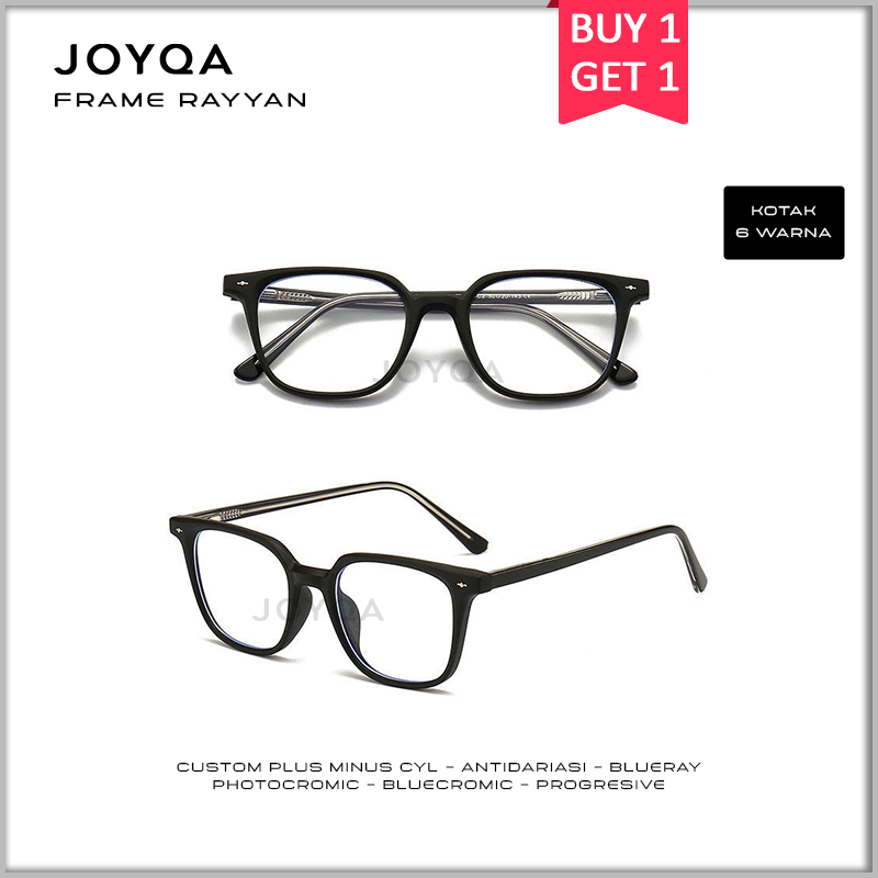 JOYQA (BUY1GET1) Rayyan - Kacamata Kotak Fashion Cewe Cowo Anti Radiasi Photocromic Bluecromic Bisa 