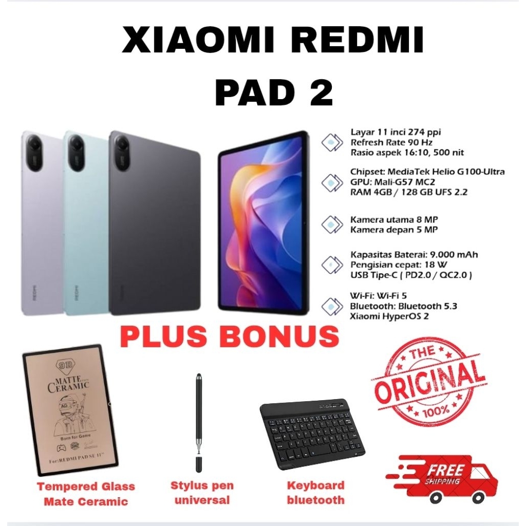 XIAOMI TAB REDMI PAD 2 4/128GB RAM 4+4GB ROM 128GB I TABLET REDMI PAD 2 4G 6/128 RAM 6+6GB ROM 128GB