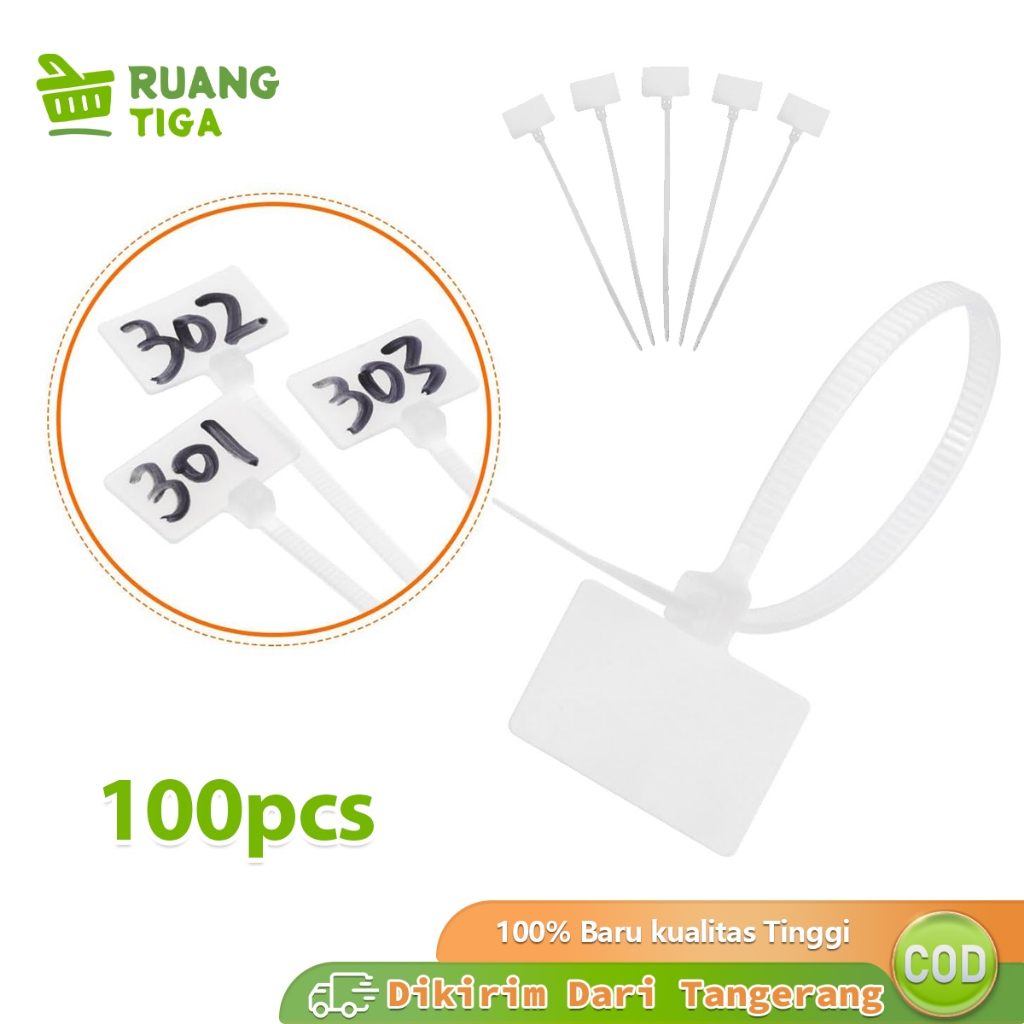 

100pcs Kabel Ties 150mm Putih Label Ties Bendera Cabel Tie Maker Name Tag Label Nama